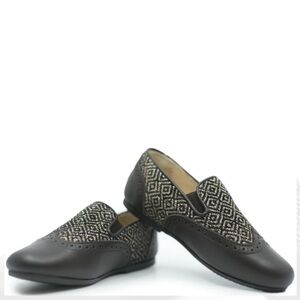 Brand new - Manuela mocha Tapestry Wingtip Smoking Loafer